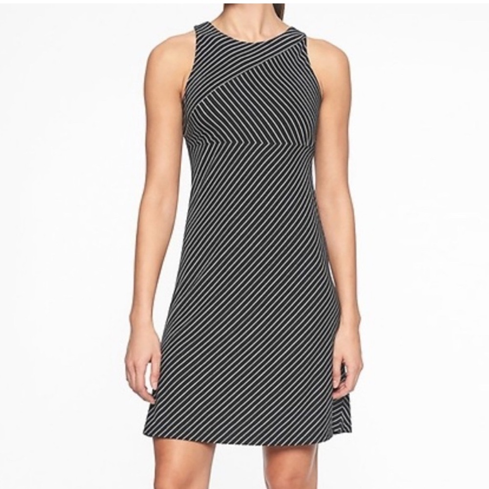 Athleta Black and White Striped Dress